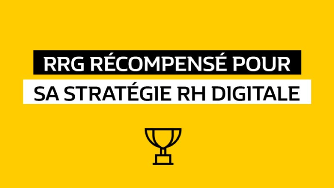 Bannière avec pour texte : RRG récompensé pour sa stratégie RH digitale. 4ème au classement social media, 11ème au classement général potentialpark.