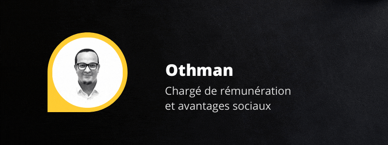 Encart animé avec portrait photographique d'Ohtman, notre Chargé de rémunération et avantages sociaux